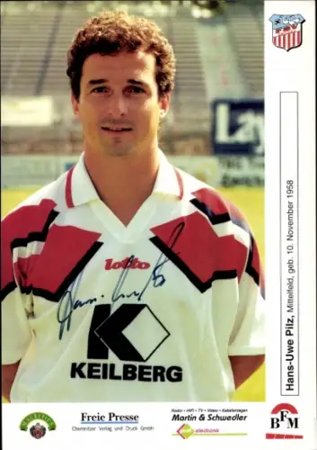 Autogrammkarte Fußballer Hans Uwe Pilz, FSV Zwickau, Autogramm