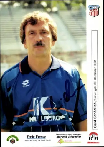 Autogrammkarte Trainer Gerd Schädlich, FSV Zwickau, Autogramm