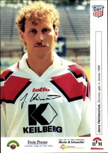 Autogrammkarte Fußballer Jens Heineccius, FSV Zwickau, Autogramm