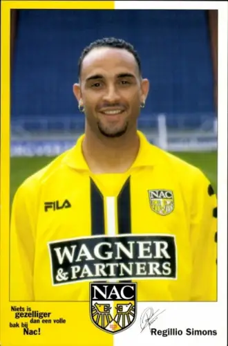 Autogrammkarte Fußballer Regillio Simons, NAC Breda, Autogramm