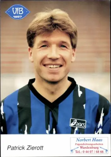 Autogrammkarte Fußballer Patrick Zierott, VfB Oldenburg, Autogramm