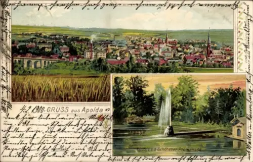 Litho Apolda in Thüringen, Panorama, Schötener Promenade