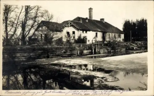 Foto Ak Brauerei zu Schloss Linden, Gut Linden, Unterstand Bayr. L. I. R. No. 10, Juli 1917
