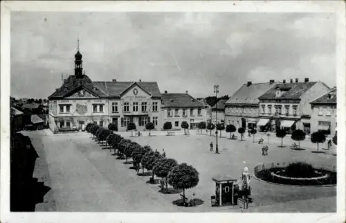 Ak Zwickau in Sachsen, Historisches Gebäude, Platz mit Bäumen, Menschen, Stadtansicht