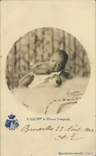 Passepartout Ak Prinz Leopold von Belgien, Porträt als Baby