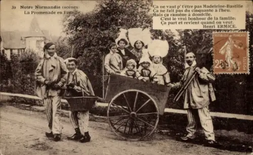 Ak Normandie, Familie in Volkstrachten