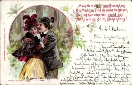 Litho Liebespaar im Wald, Kuss, Denn so wie ich dich liebe...