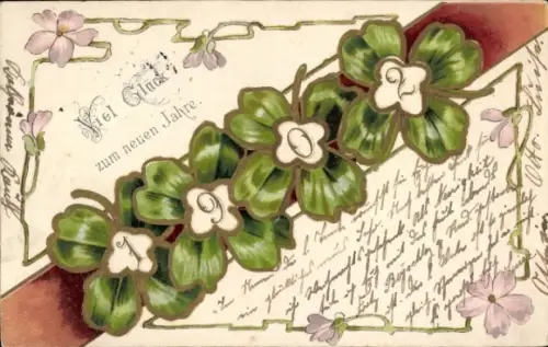 Ak Glückwunsch Neujahr, Kleeblatt, Jahreszahl 1902