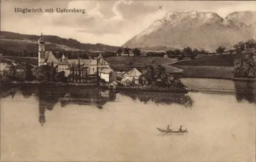 Ak Högelwörth Höglwörth Anger im Rupertiwinkel Oberbayern, Höglwörth mit Untersberg, Landschaft, 