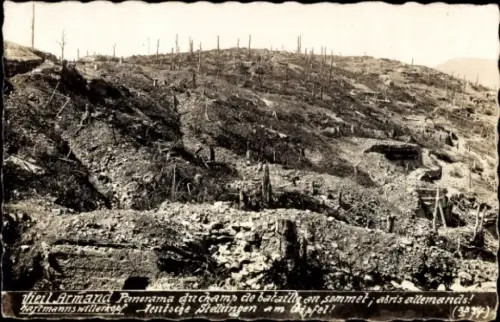 Foto Ak Elsass Haut Rhin, Hartmannsweilerkopf, Vieil Armand, Schlachtfeld, deutsche Stellungen