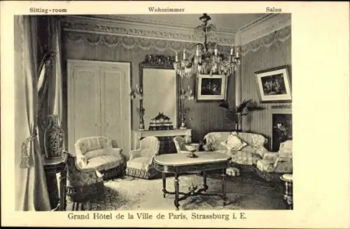 Ak Strasbourg Straßburg Elsass Bas Rhin, Grand Hotel, Wohnzimmer