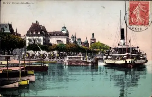 Ak Évian les Bains Haute Savoie, Dampfer im Hafen