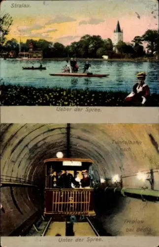 Ak Berlin Friedrichshain Stralau, Tunnelbahn nach Treptow