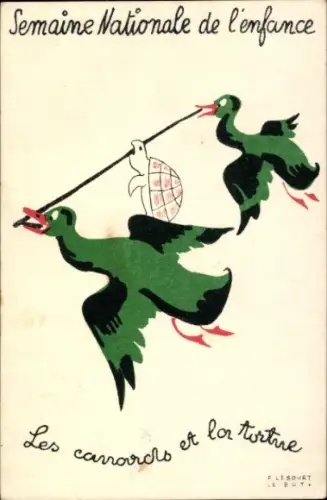 Ak Nationale Kinderwoche, Enten und die Schildkröte, Fabel