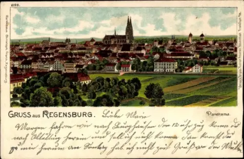 Litho Regensburg an der Donau Oberpfalz, Gesamtansicht