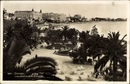 Ak Cannes Alpes Maritimes, Gärten der Croisette, Palmen, Strandpromenade, Cannes