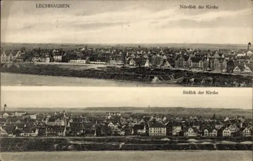 Ak Lechhausen Augsburg in Schwaben,  Nördlich der Kirche, Südlich der Kirche