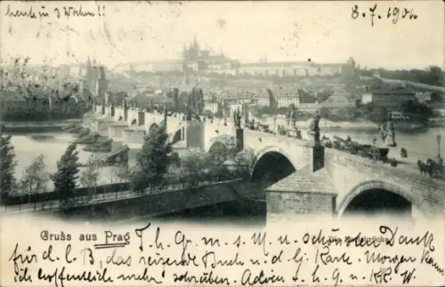 Ak Praha Prag Tschechien, Brücke, Stadtansicht  Fluss,  