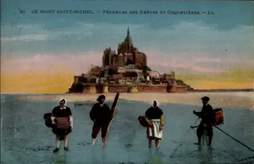 Ak Le Mont Saint Michel Manche, Pecheurs des Greves et Coquetieres