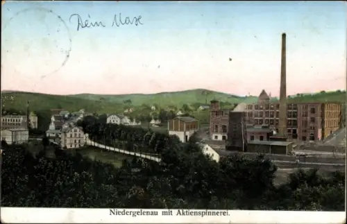 Ak Nieder-Gelenau im Erzgebirge, Aktienspinnerei