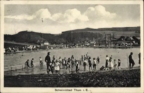 Ak Thum im Erzgebirge Sachsen, Partie im Schwimmbad