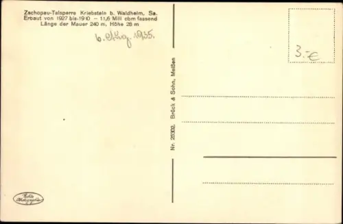 Ak Kriebstein Mittelsachsen, Talsperre Kriebstein aus Vogelsicht