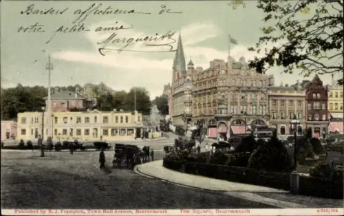 Ak Bournemouth Dorset, Town Hall Avenue, the Square