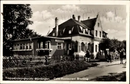 Ak Münsingen in Baden Württemberg, Truppenübungsplatz, Cafe Restaurant Breitling Plesdonat