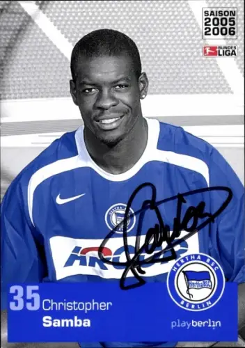 Autogrammkarte Fußballer Christopher Samba, Hertha BSC, Autogramm