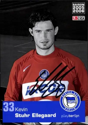 Autogrammkarte Fußballer Kevin Stuhr Ellegaard, Hertha BSC, Autogramm