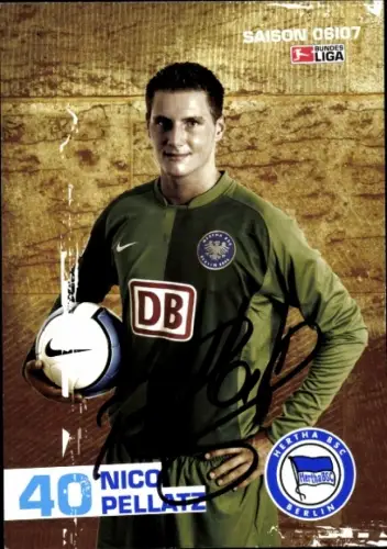 Autogrammkarte Fußballer Nico Pellatz, Hertha BSC, Autogramm