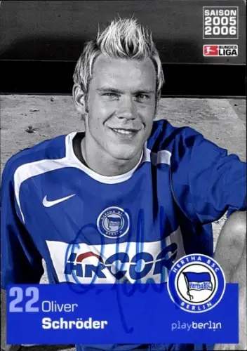 Autogrammkarte Fußballer Oliver Schröder, Hertha BSC, Autogramm
