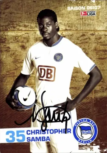 Autogrammkarte Fußballer Christopher Samba, Hertha BSC, Autogramm
