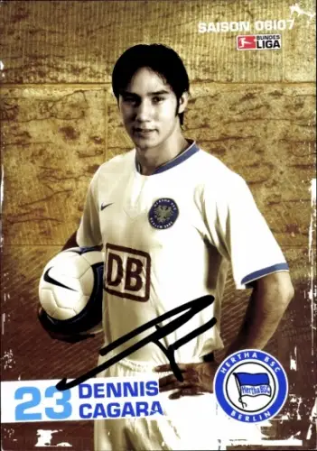Autogrammkarte Fußballer Dennis Cagara, Hertha BSC, Autogramm
