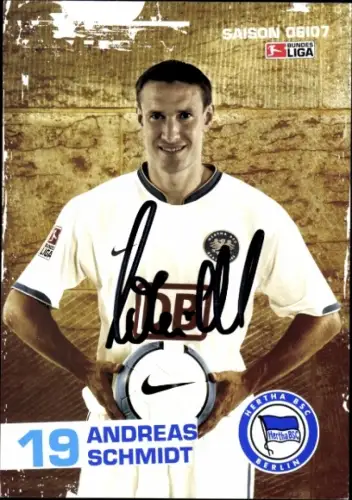 Autogrammkarte Fußballer Andreas Schmidt, Hertha BSC, Autogramm