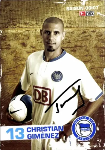 Autogrammkarte Fußballer Christian Giménez, Hertha BSC, Autogramm