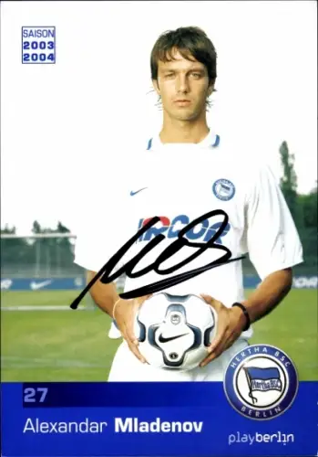 Autogrammkarte Fußballer Alexandar Mladenov, Hertha BSC, Autogramm