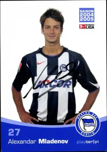 Autogrammkarte Fußballer Alexandar Mladenov, Hertha BSC, Autogramm