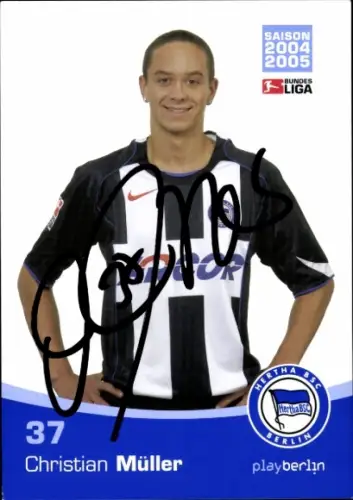 Autogrammkarte Fußballer Christian Müller, Hertha BSC, Autogramm