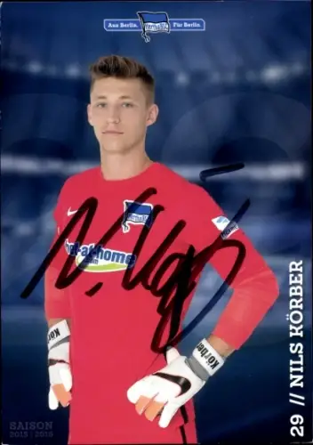 Autogrammkarte Fußballer Nils Körber, Hertha BSC, Autogramm