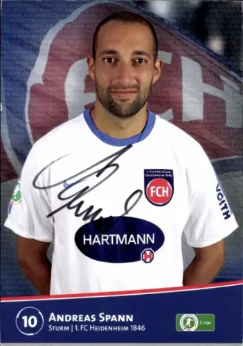Autogrammkarte Fußballer Andreas Spann, 1. FC Heidenheim 1846, Autogramm