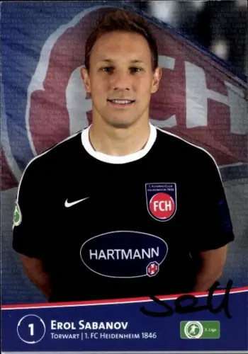 Autogrammkarte Fußballer Erol Sabanov, 1. FC Heidenheim 1846, Autogramm
