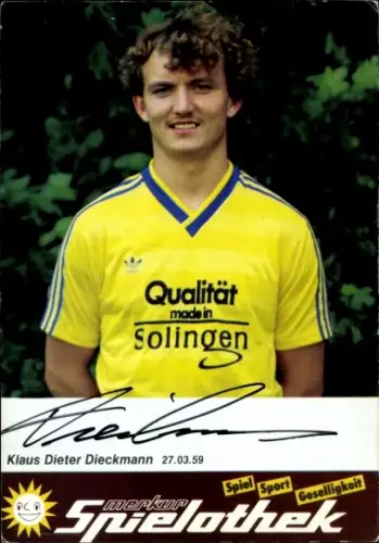 Autogrammkarte Fußballer Klaus Dieter Dieckmann, SG Union Solingen, Autogramm