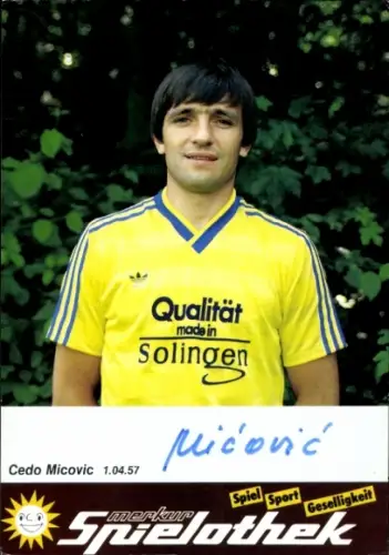 Autogrammkarte Fußballer Cedo Micovic, SG Union Solingen, Autogramm