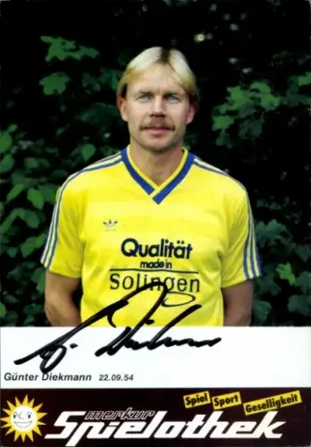 Autogrammkarte Fußballer Günter Diekmann, SG Union Solingen, Autogramm