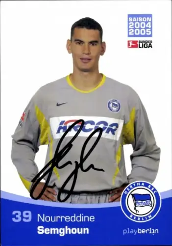 Autogrammkarte Fußballer Nourreddine Semghoun, Hertha BSC, Autogramm