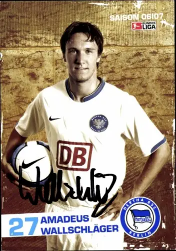 Autogrammkarte Fußballer Amadeus Wallschläger, Hertha BSC, Autogramm