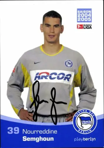 Autogrammkarte Fußballer Nourreddine Semghoun, Hertha BSC, Autogramm
