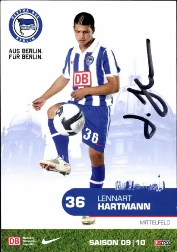 Autogrammkarte Fußballer Lennart Hartmann, Hertha BSC Berlin, Autogramm