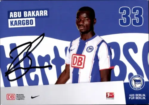 Autogrammkarte Fußballer Abu Bakarr Kargbo, Hertha BSC, Autogramm